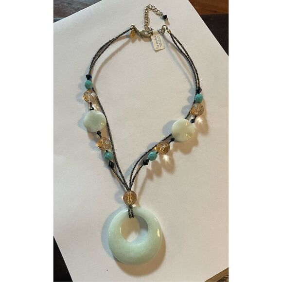 Lia Sophia Jade Beaded Necklace Double Strand - Picture 1 of 6
